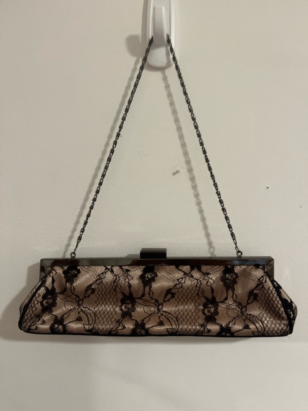 New Elegant Black Lace Evening Clutch - Nude Base - Picture 6 of 7